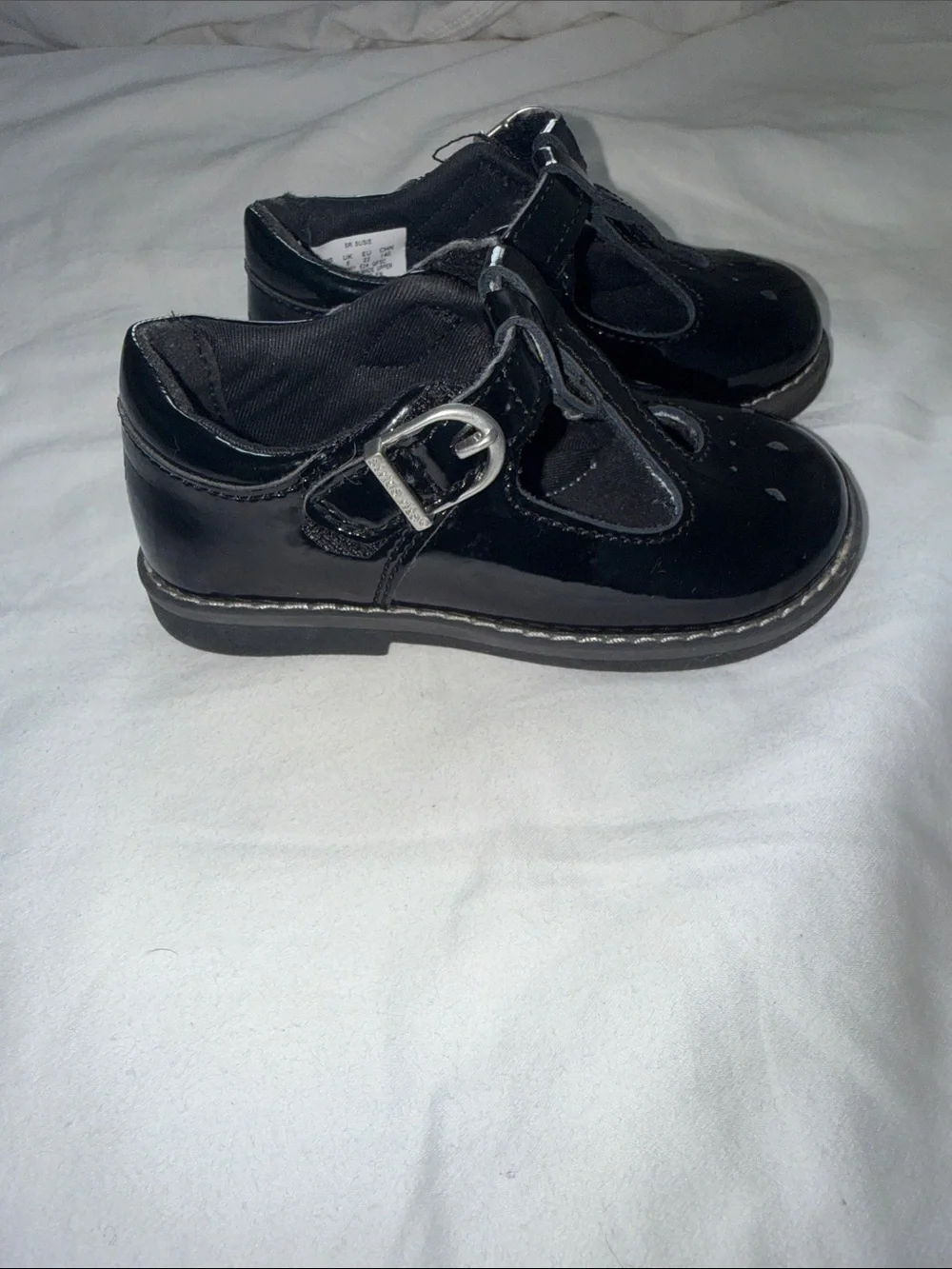 Stride Rite Black Patent T-Strap Kids Dress Shoes